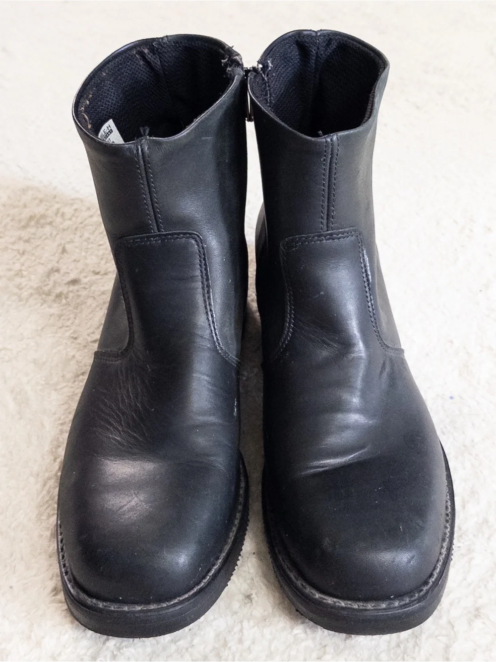 Double H Black Side Zip Biker Boots Oil Resistant Soles Size 11.5D